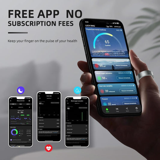 2025 Smart Ring, Sports AI, Sleep Recorder, Wearable Fitness Record Smart Ring, Compatible with Android/iPhone (Grey, 8#)