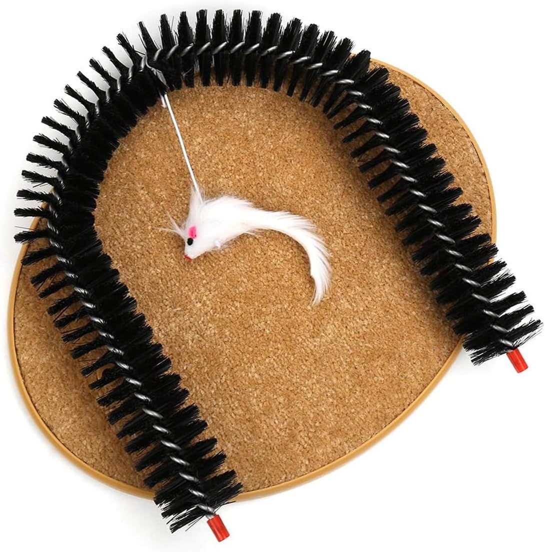 AIMALL Cat Grooming Arch, Pet Scrub and Tickle Device with Brush, Arch-Type Cat Scrubbing Tool, Multi-Functional Pet Care Accessory, 14.17x11.22 Inches