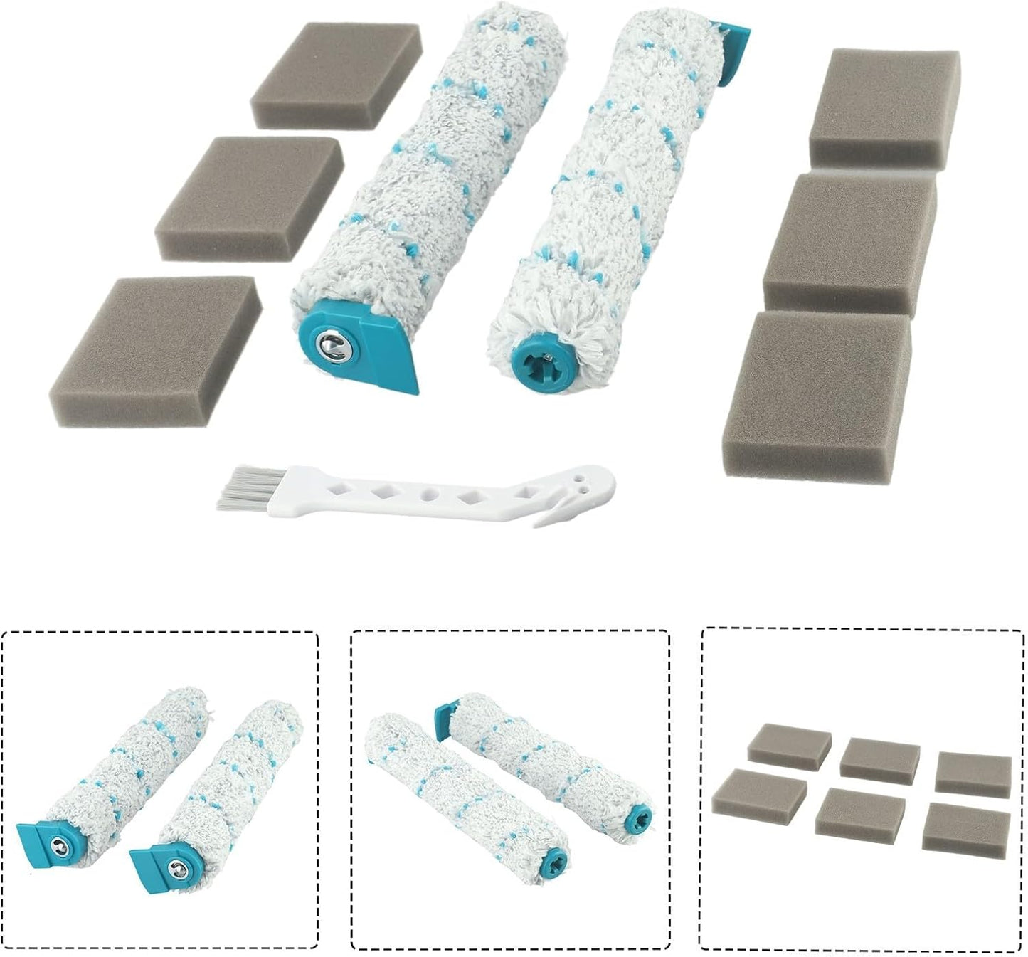 Cleaning Essentials Leifheit Aqua PowerVac Accessory Set with Removable Roller Brushes and Sponge Filters