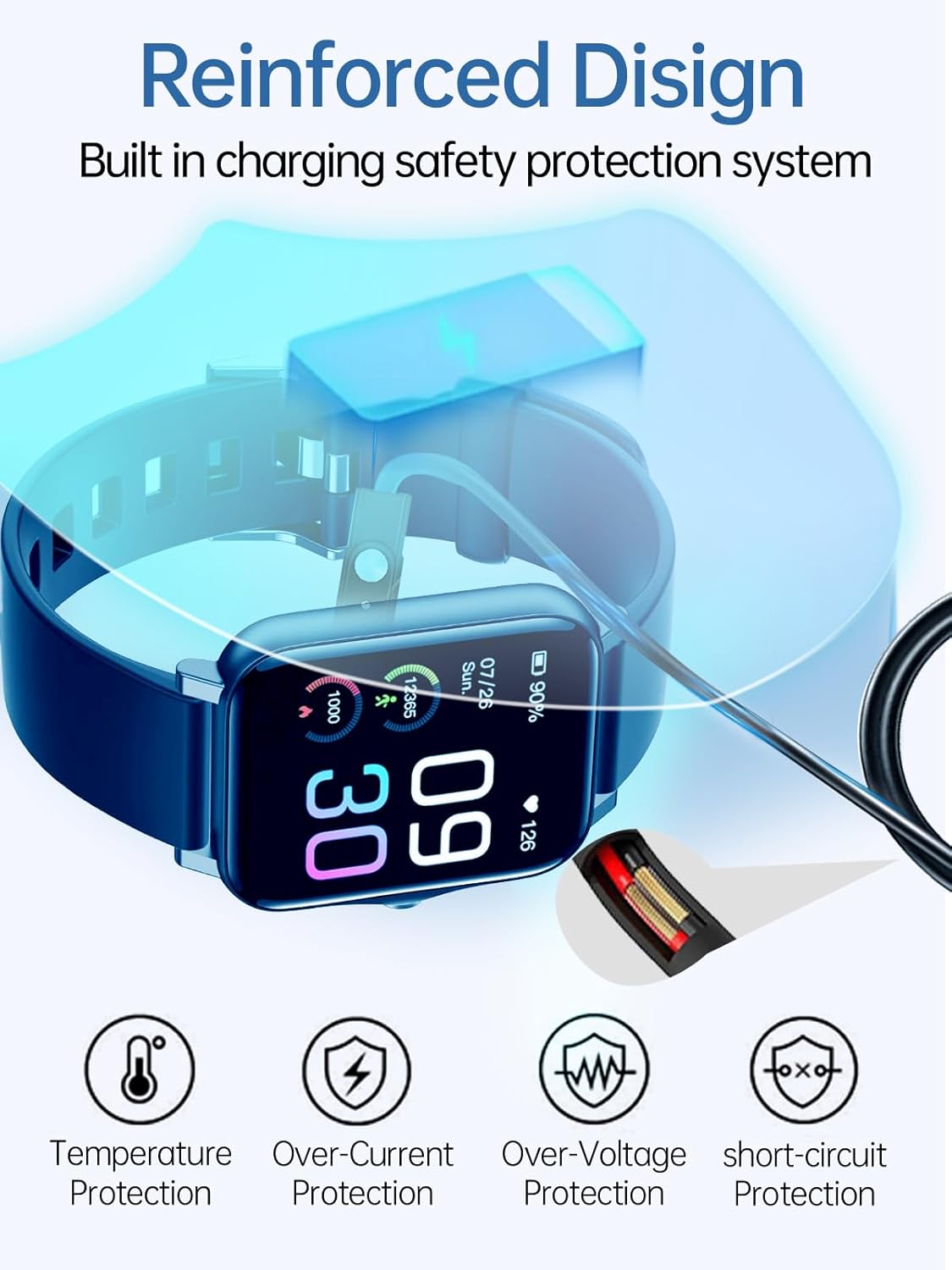 WUNIAK Charging Cable for WGP Smart Watch Health Fitness Tracker, Magnetic USB Flexible Charging Cable Accessories for WGP Smart Watch Health Fitness Tracker,(2 Pack)
