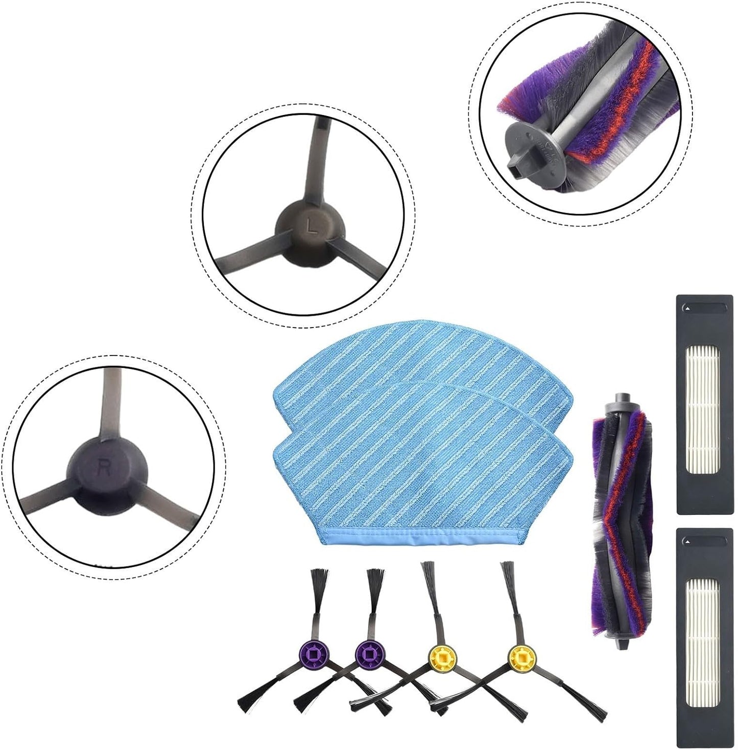 Robert 770 Cleaning Essentials - Spazzola a rullo, filte e panni con spazzole laterali extra per esigenze di pulizia profonda