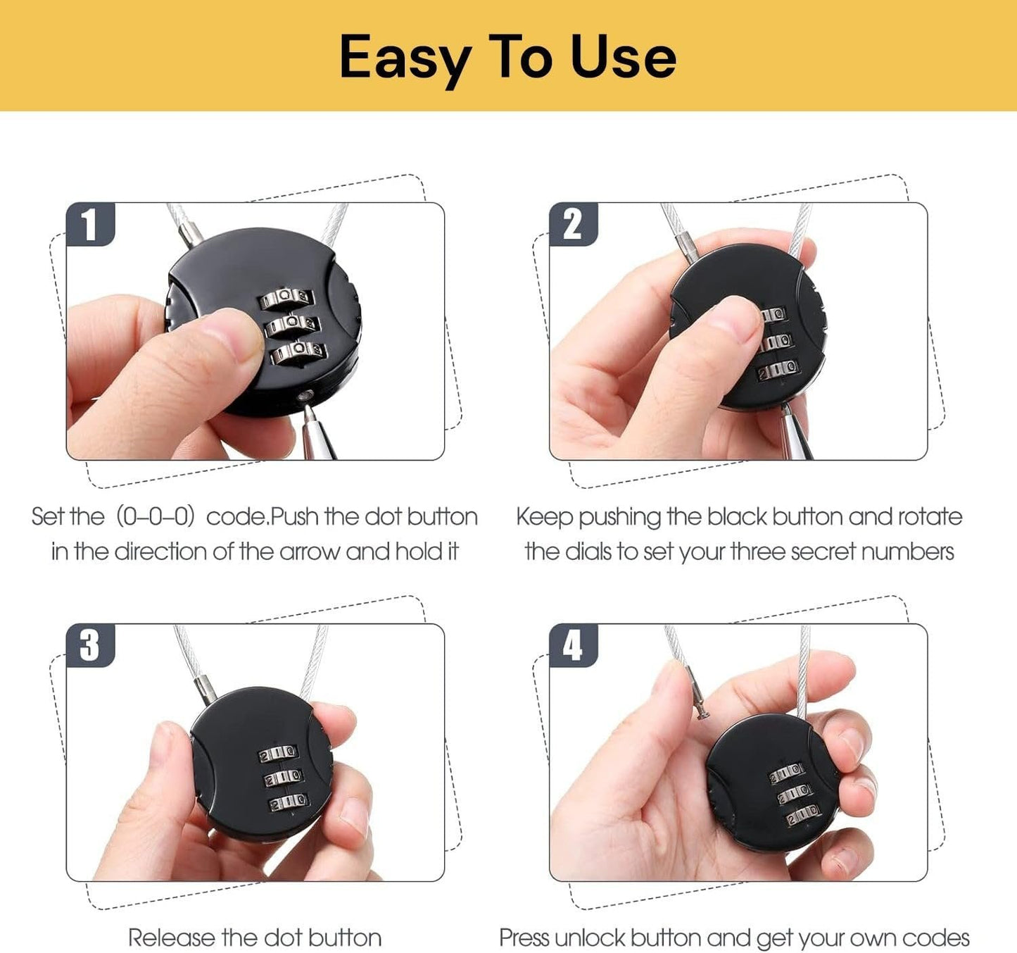 EZONEDEAL Durable Luggage Padlock, Long Neck Combination Padlocks Travel Lock Keyed Security Suitcase Luggage Luggage Locks, Toolboxes for Lockers Bag Luggage