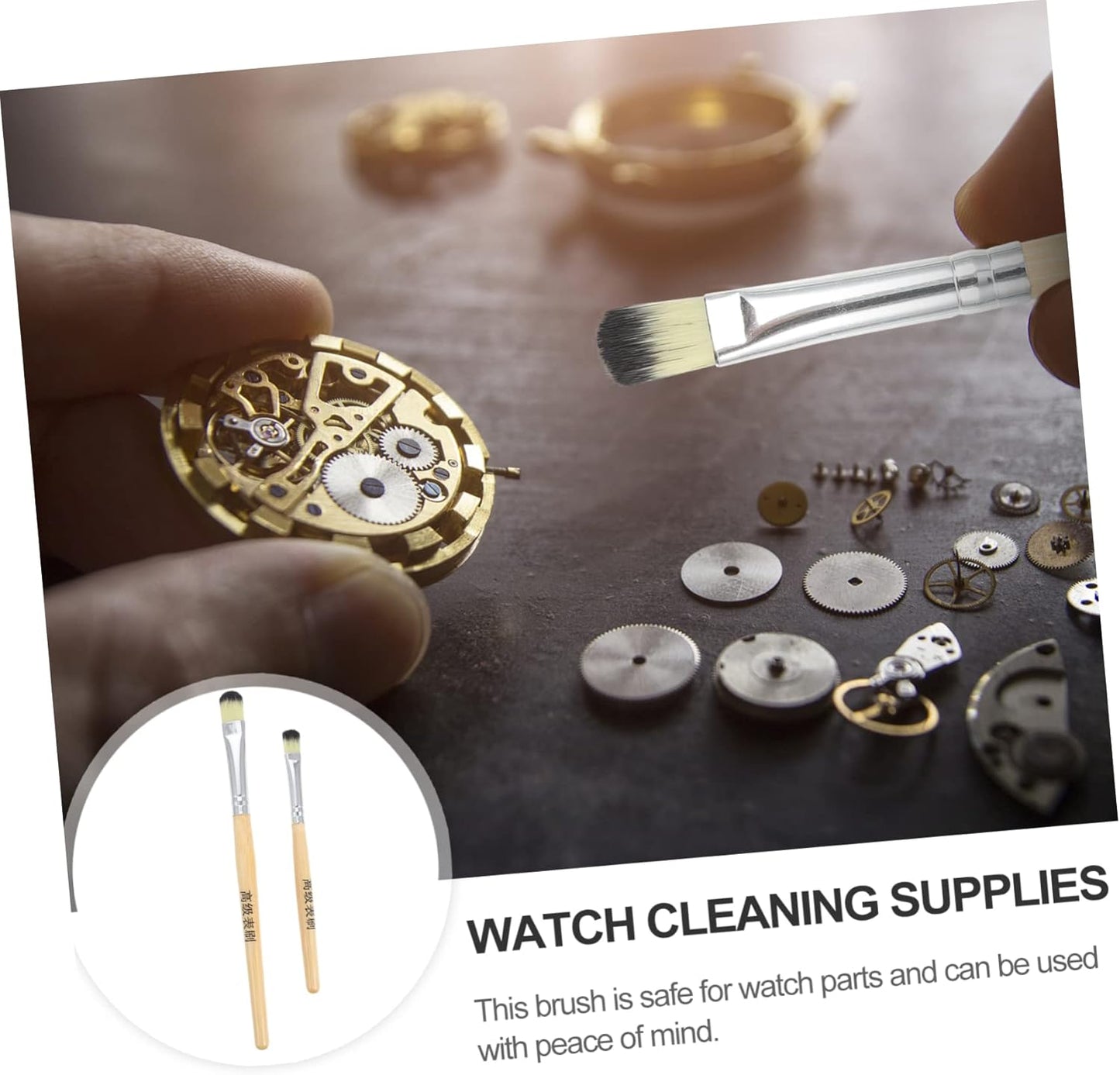 Cabilock 2Pcs Watch Movement Cleaning Brush Soft Bristles for Parts Maintenance Essential Repair Tools for Watchmakers and Enthusiasts