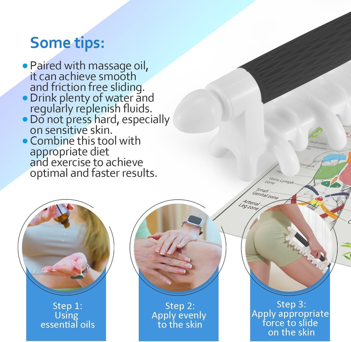 Fascia Massage Tool for Anti-Cellulite & Skin Soothing, Manual Trigger Point Massager for Deep Tissue Recovery (Large-Black )