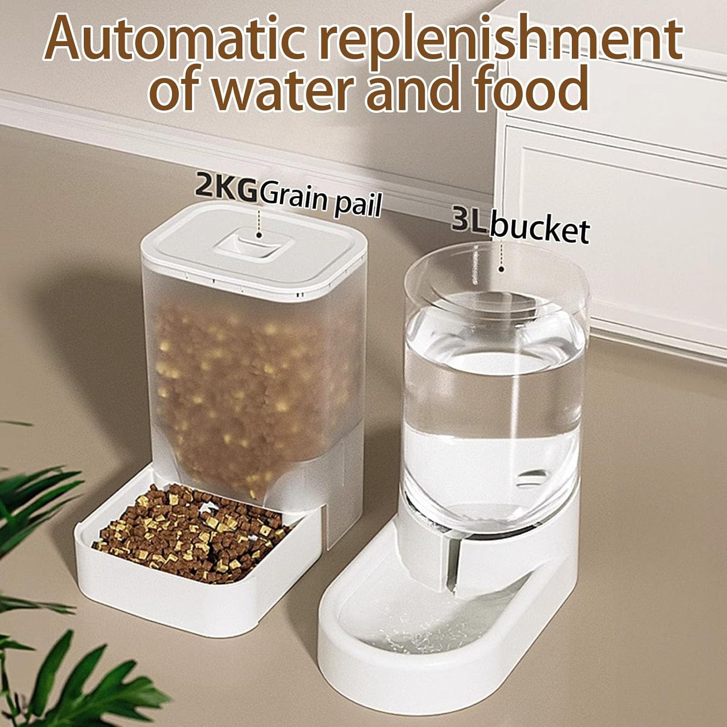 Beimus Set di mangiatoie automatiche e ciotole per acqua e cani di piccola taglia con contenitore trasparente per alimenti per la casa