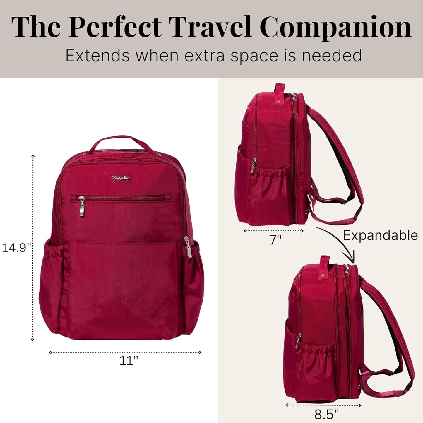 Baggallini womens Tribeca Expandable Laptop BackpackTribeca Expandable Laptop Backpack