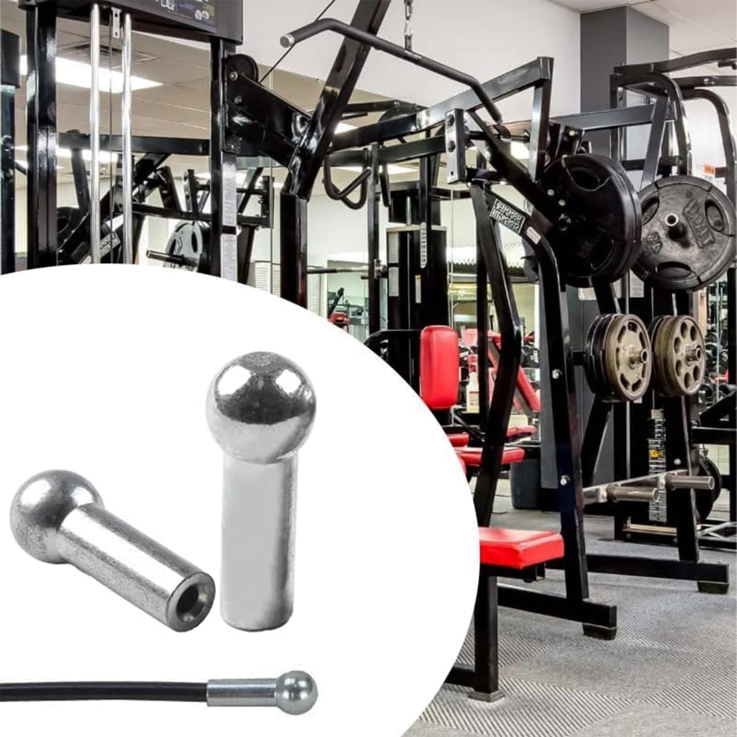 WEZCHUGHAOL 5 Pcs Gym Machine Accessories for 6mm Wire Rope Cable Ball Stopper Interface Port Components, Fitness Equipment Wire Rope Port Joint Replacement Parts for Home Gym Machine Use