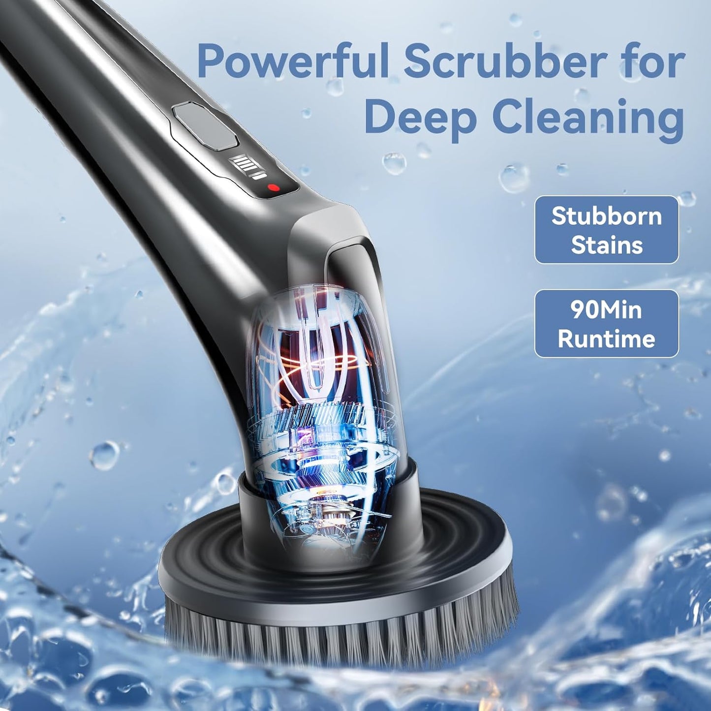 HEY BANK Electric Spin Scrubber - 17in1 Cordless Electrical Cleaning Brush, Shower Scrubber with 2 Speed & 10 Brush Heads, Power Scrubber with Adjustable Extension Handle for Bathtub Grout Tile Floor
