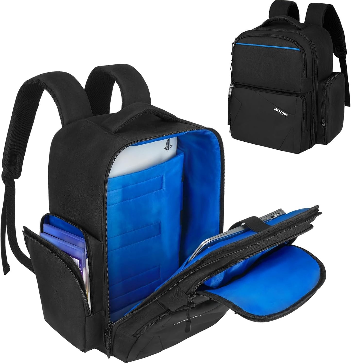 Travel Backpack Fits for PS5/PS5 Pro, Protective Carrying Case Storage Bag Compatible with Playstation 5/PSP Handheld Console/15.6'' Laptop/Gaming Accessories