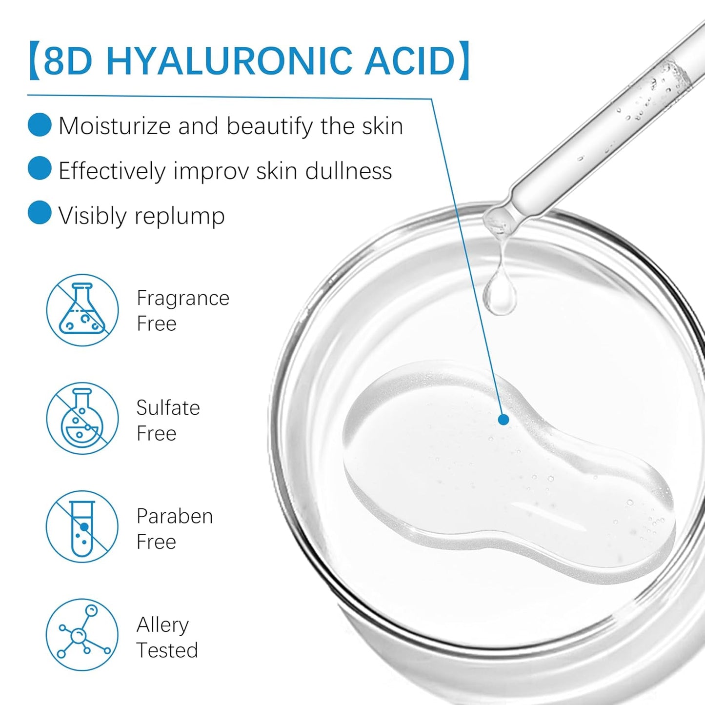 8D Hyaluronic Acid Essence,Balancing skin water,Plumping Face Serum,Anti-aging,Suitable for sensitive skin as well
