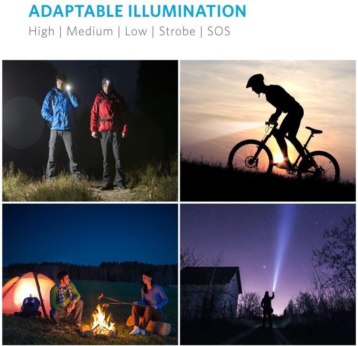 MODOAO LED Tactical Flashlight 5 Pack, Ultra Bright XML L2 High Lumen,Zoomable,5 Modes,Water Resistant Portable Handheld Light Perfect for Camping Hiking Biking Home Emergency
