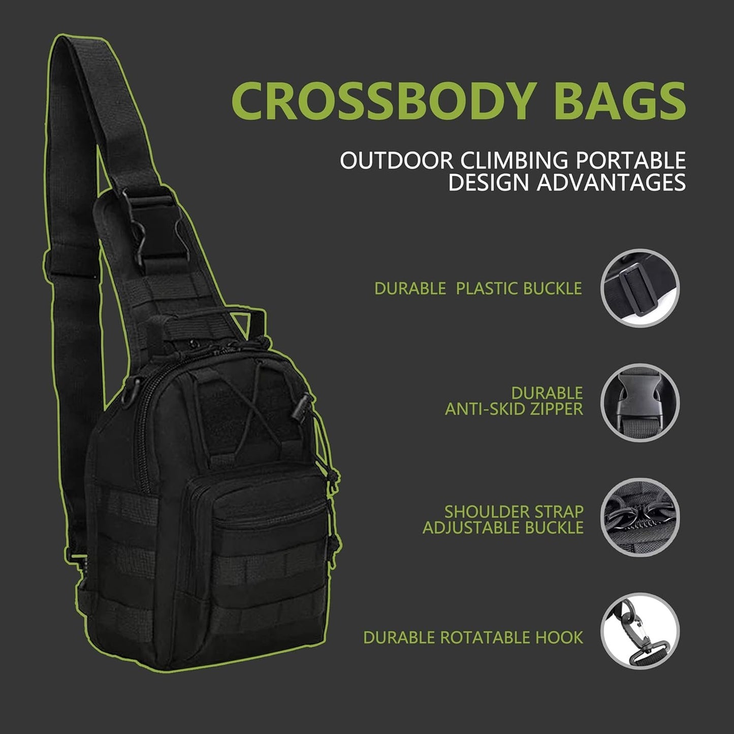 Outdoor Tactical Sport Bag Sling Shoulder Portable Cycling Camping Fishing Backpack