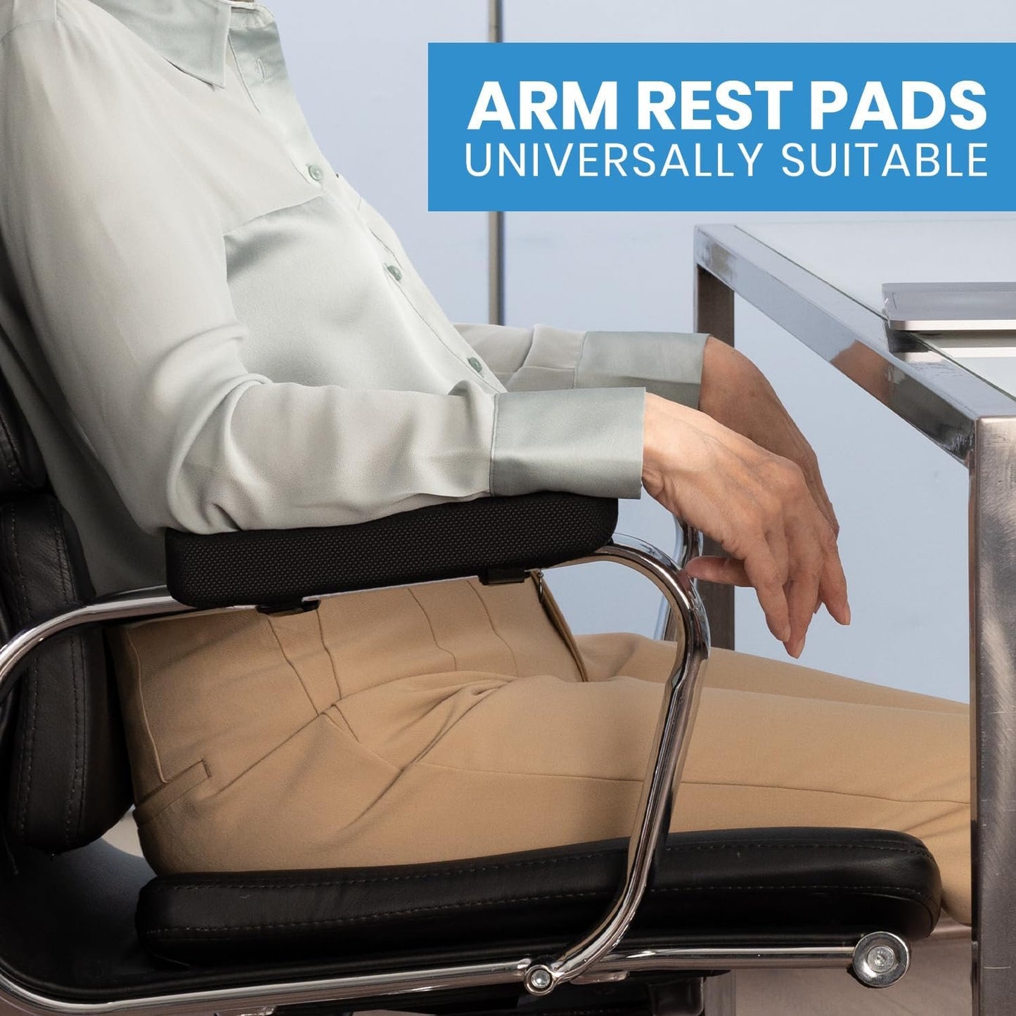 Everlasting Comfort Office Chair Arm Covers w/Cooling Gel Top Layer for Elbow, Forearm Support - Ergonomic, Premium Memory Foam Armrest Cover Pads, Arm Riser for Desk Chair, Gaming Chair, Car Seat