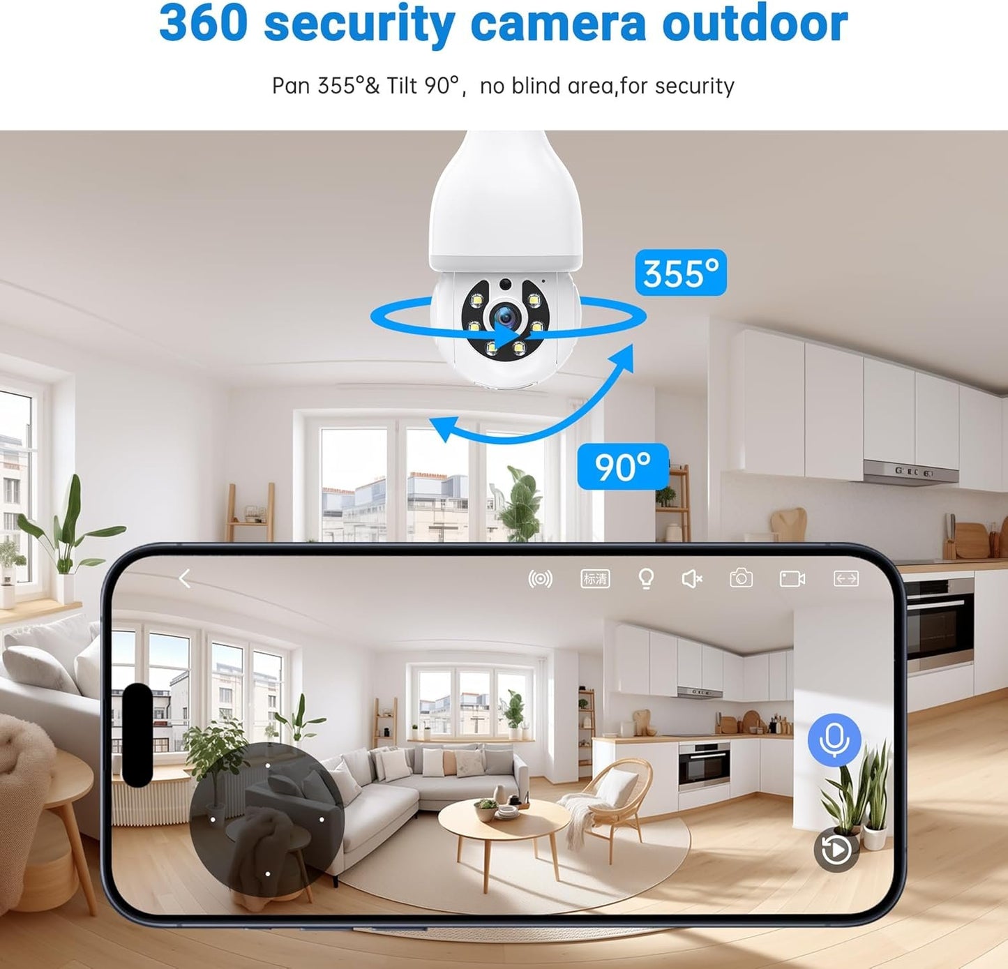 Light Bulb Security Camera 5G/2.4G,WiFi Bulb Security Cameras Wireless Outdoor, 2K Light Bulb Camera, AI Motion Detection Cameras for Home Security Outdoor,Smart Security Camera Compatible with Alexa