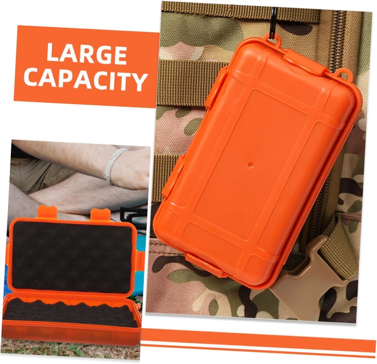 SOESFOUFU Box Case Emergency Waterproof Outdoor Storage Tools Camping Matches Orange Plastic
