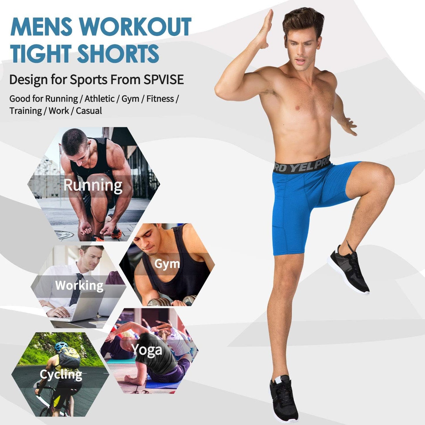 SPVISE Compression Shorts Men 1/3 Pack, Dry Fit Compression Underwear Spandex Running Shorts, Workout Athletic Shorts Pocket