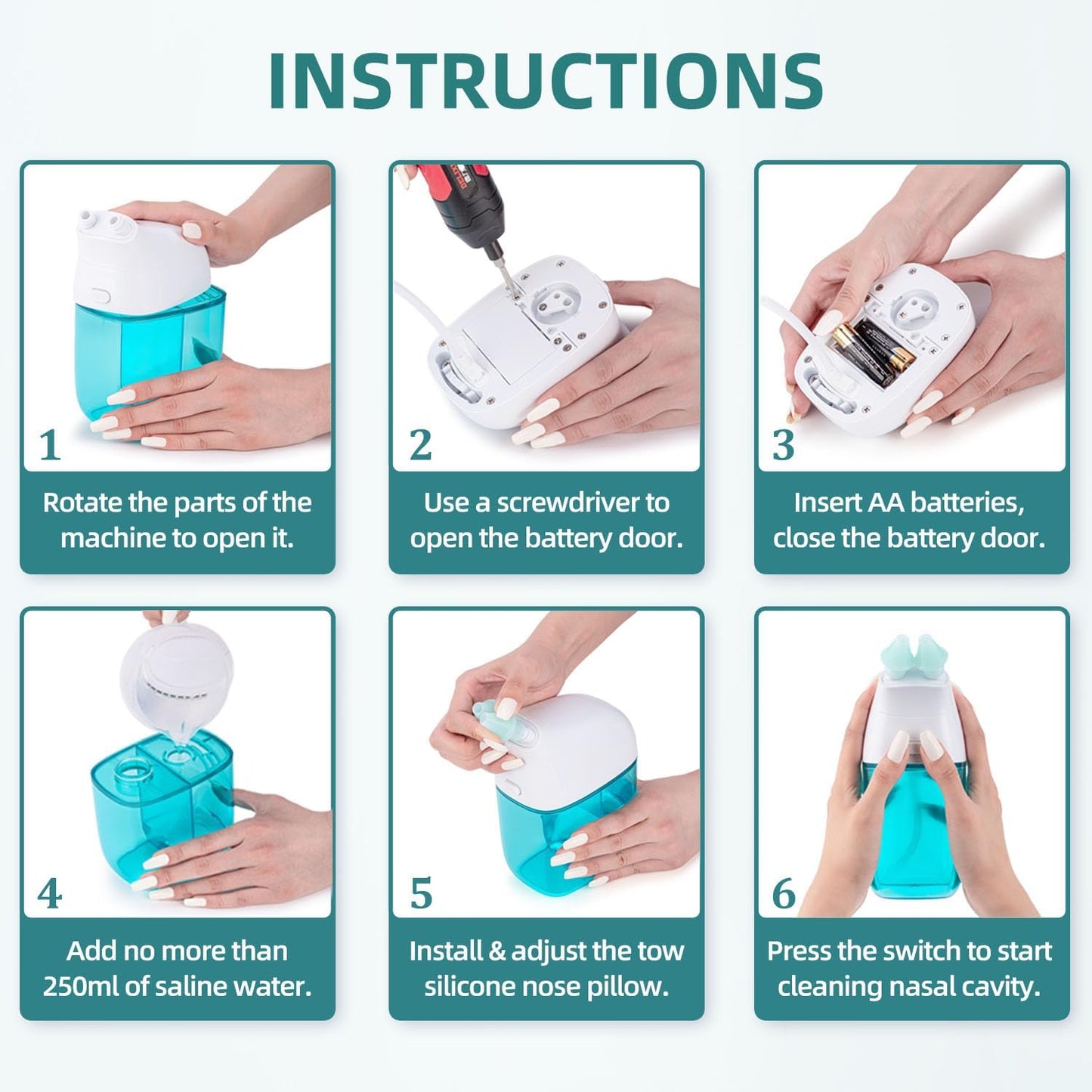 Nasal Irrigation System, Nasal Rinse Machine, Sinus Rinse Machine, Sinus Cleaner Machine with Water Tank & Waste Collection Tank - Nose Cleaner for Sinus,Sinus Adult,Allergy Relief - Blue