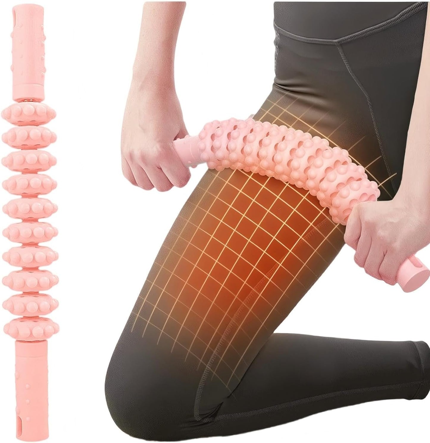 KINTEGOOD Muscle Roller Stick, 10 Rollers, 180-Degree Bendable Design, Fascia Massage Tool for Legs and Back Recovery