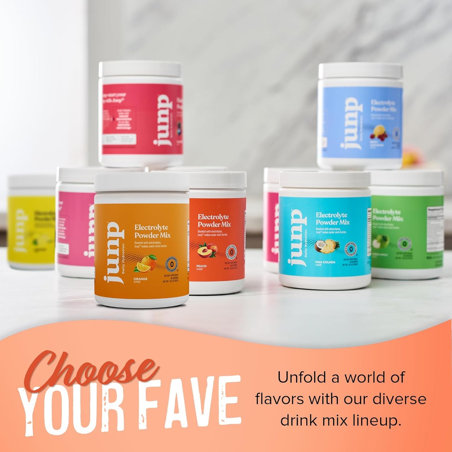 JUNP Hydration Electrolyte Powder, Electrolytes Drink Mix, Hydration Mix, Sugar Free, Gluten Free, 0 Calories, 0 Carbs, Keto Friendly, NON - GMO Kosher, 90 Servings. (Peach)
