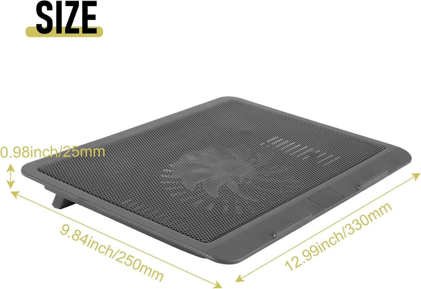 Tuperoymse Laptop Fan Cooling Pad with Big Fans, Portable Laptop Cooling Fan with 2 in 1 USB Port, Blue LED Light, Adjustable Stand
