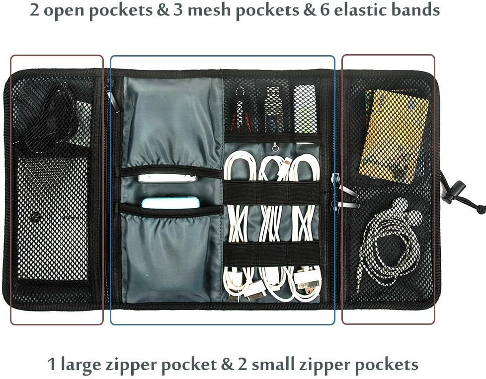 ProCase Travel Bag for Electronic Accessories, Small Gadget Case for Charger, USB Cable, SD Memory Card, Earphone, Flash and Hard Disk