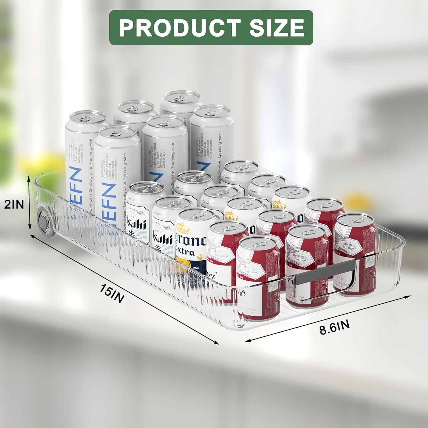 Refrigerator Organizers and Storage 2 Pack Roll Out Storage Bins Fridge Organizer with Wheels BPA-Free Clear Plastic Storage Bins Pantry Organizers and Storage