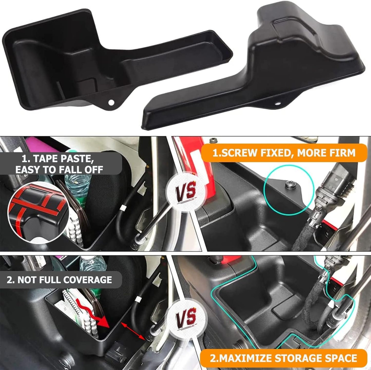 Wocch Rear Cargo Side Box Trunk Storage Tray Organizer Wheel Well Storage Bin Cargo Expansion Box for 2018-2023 Jeep Wrangler JL JLU Interior Accessories, Easy Screw-installation, Left & Right 2Pcs