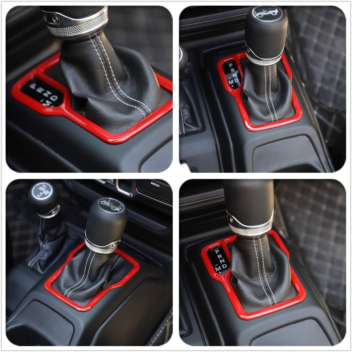 ZTYCKJ 2-Pack Gear Box Cup Holder Trim Ring Compatible with Jeep Wrangler JL JLU Gladiator JT 2018 2019 2020 2021 2022 2023 2024 2025 Red Interior Accessories