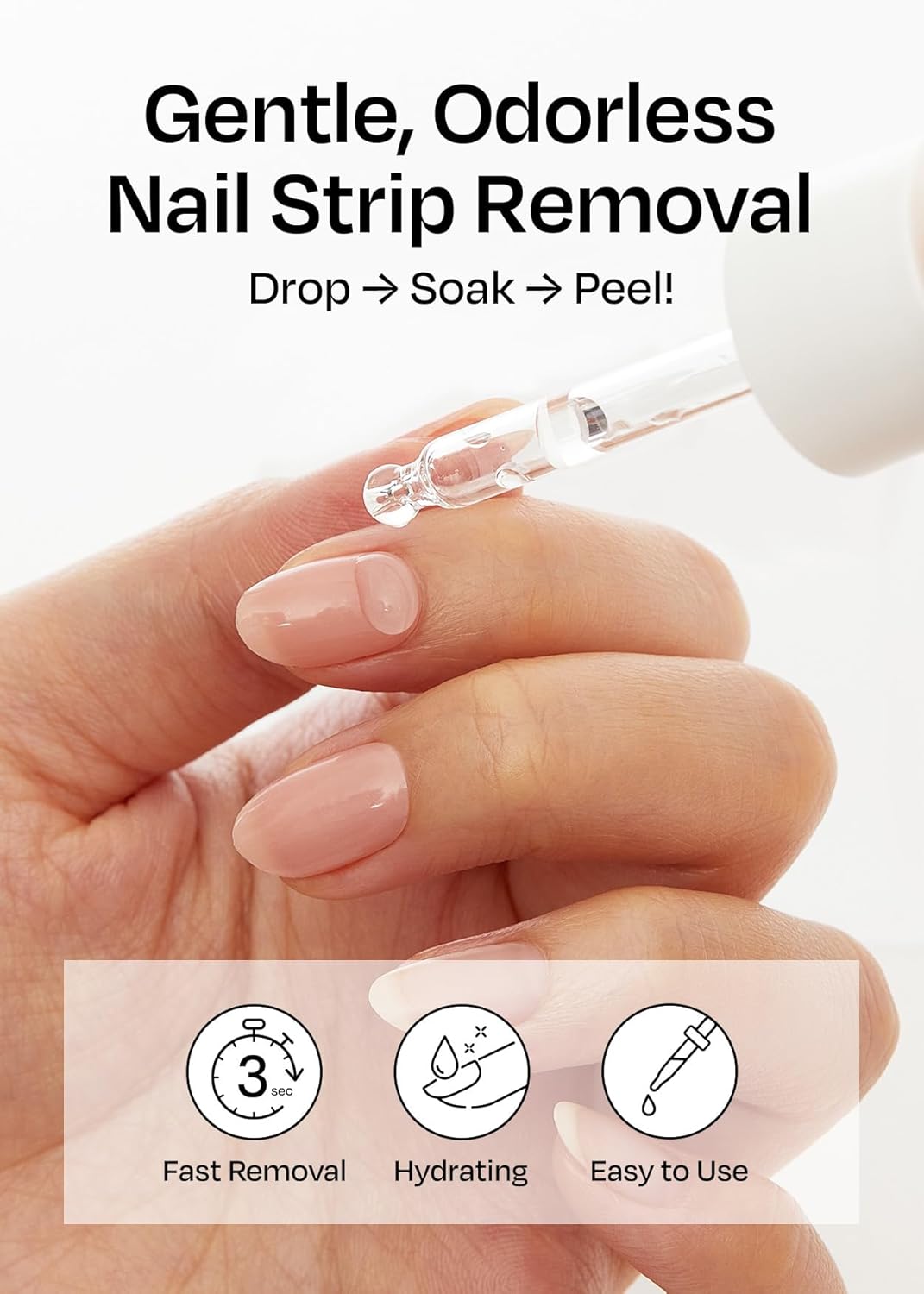 ohora Care Easy Peel Remover - Semi-Cured Gel Nail Strip Remover with Hygienic Dropper | Non-Drying, Nourishing Formula | Vegan, Cruelty-Free, and Hypoallergenic | Swiftly Removes Gel Strips