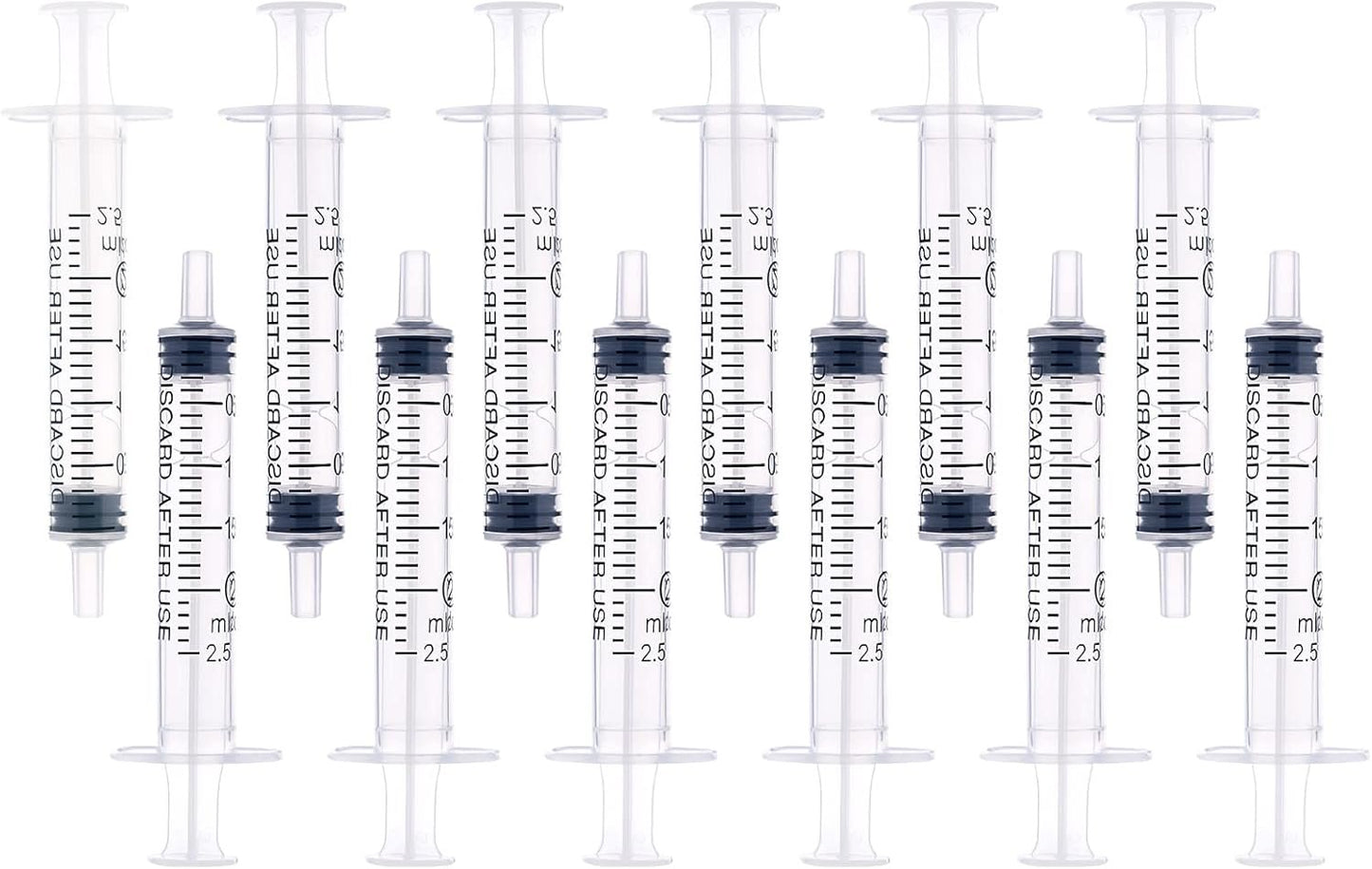 LUTER 12Pcs 2ml Plastic Syringes, No Needle Plastic Syringe with Measurement for Scientific Labs Experiment Dispensing Measuring Liquids Watering Feeding Pets Oil or Glue Applicator