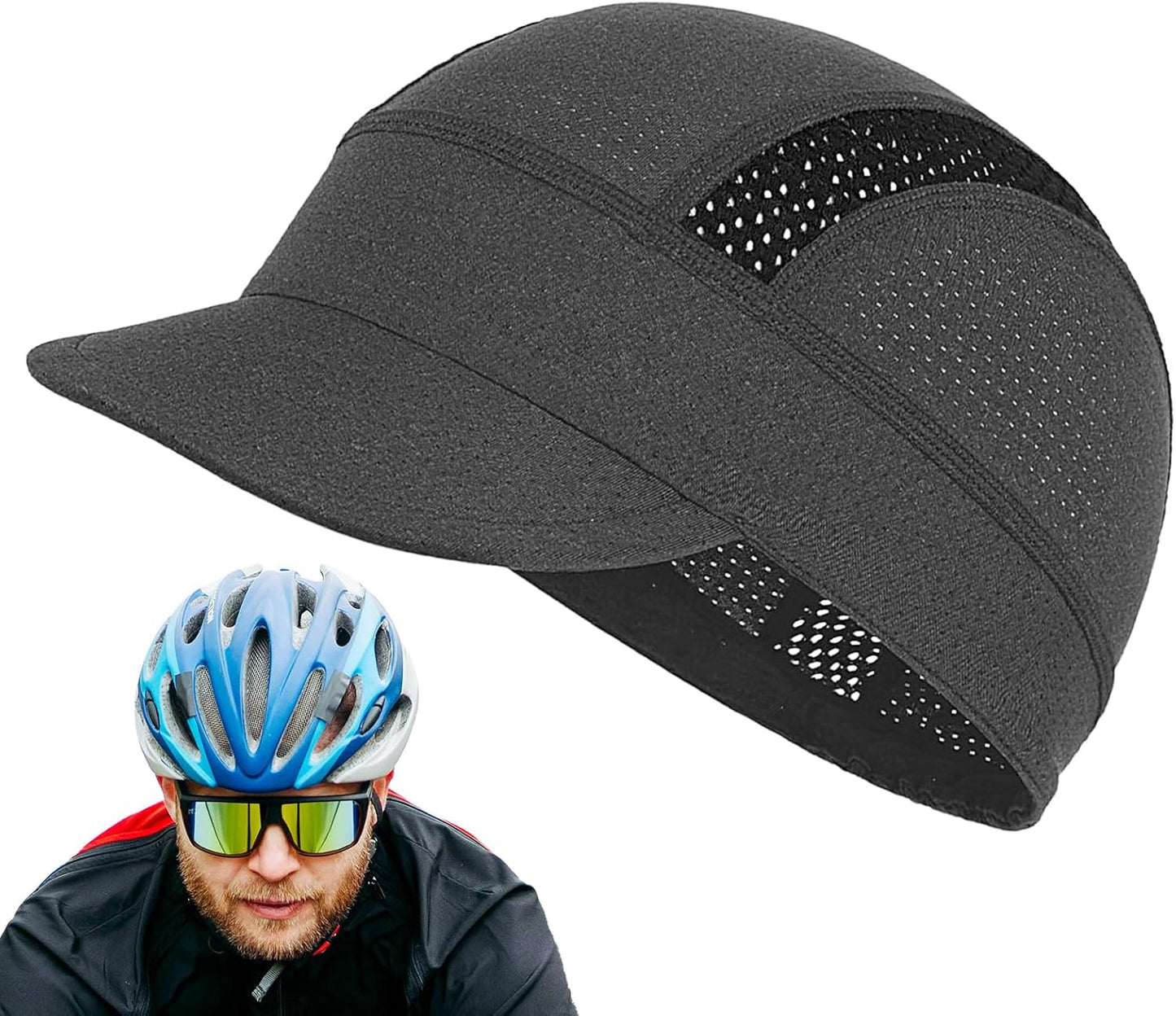 Bike Hat, Hard cap Liner, Mesh Headwear, Sun Visor Helmet, Breathable Protective Gear for Cycling Workout Skiing Fishing Construction Camping Football Hiking, 5.12x2.36 Inches