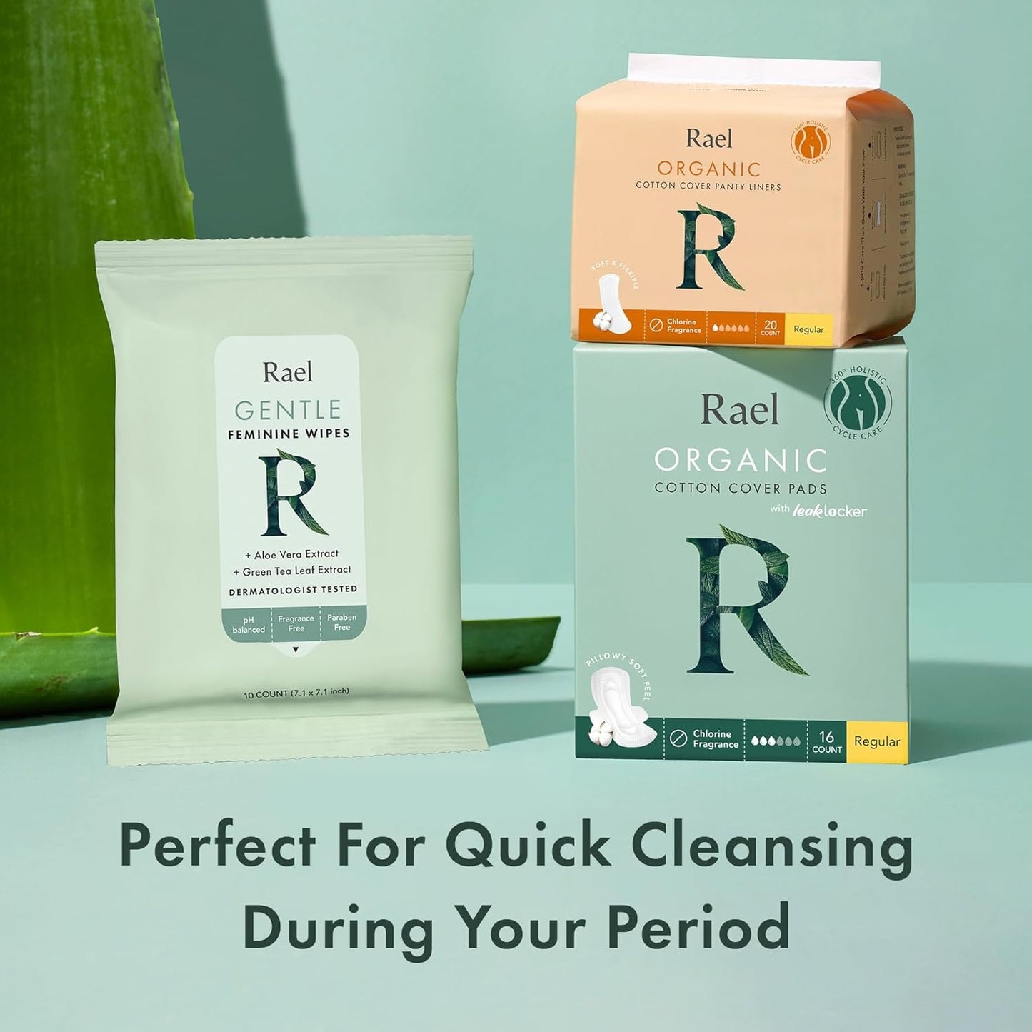 Rael Flushable Feminine pH Wipes - Travel Size, All Skin Types, Paraben Free, pH-Balanced, Daily Use (10 Count, Pack of 3)