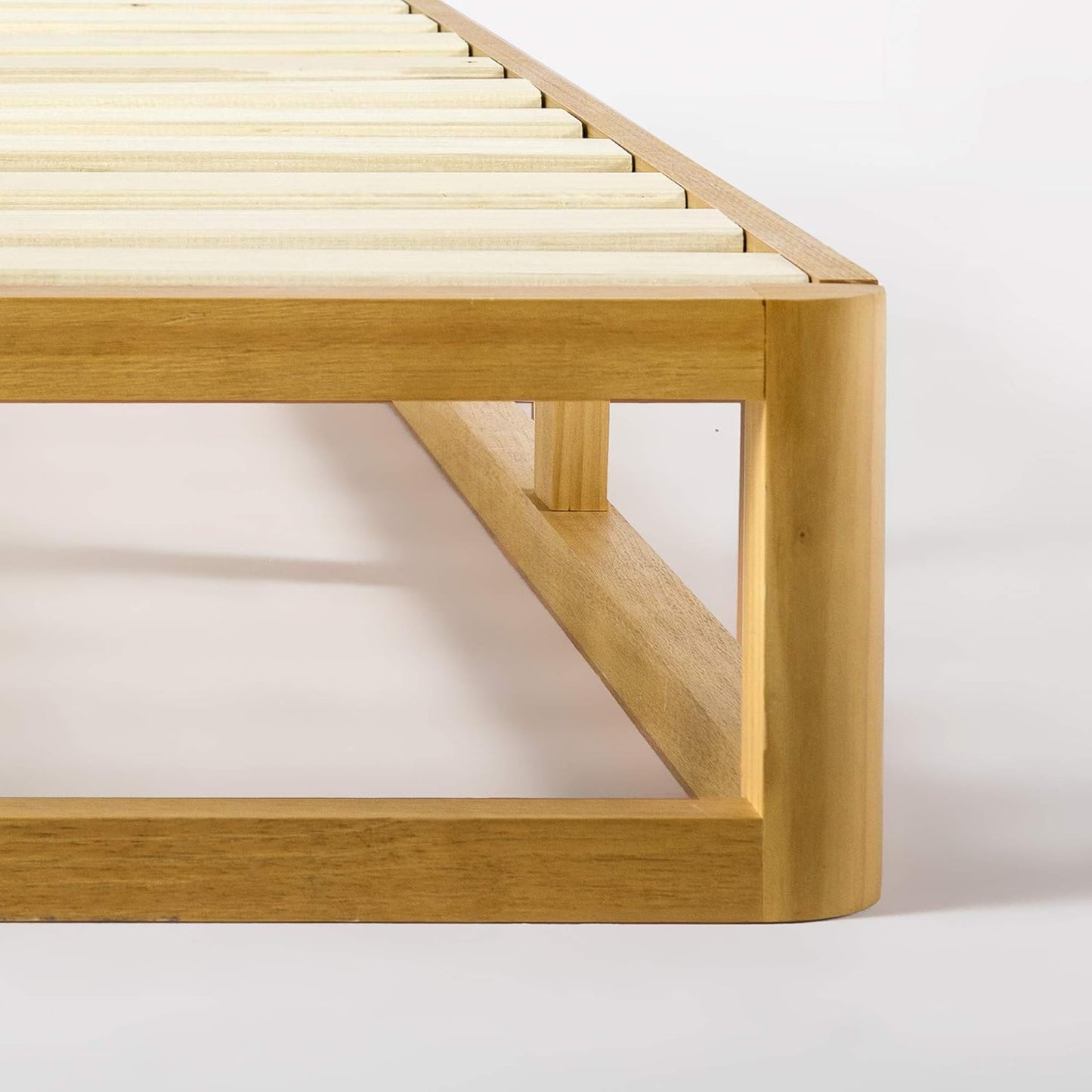 Zinus Industrial Pine Wood Double Bed Frame | Low Bed Base Mattress Foundation - Natural 20cm / Mattress Foundation/Bedroom Furniture, (AU-WDBF-8D)