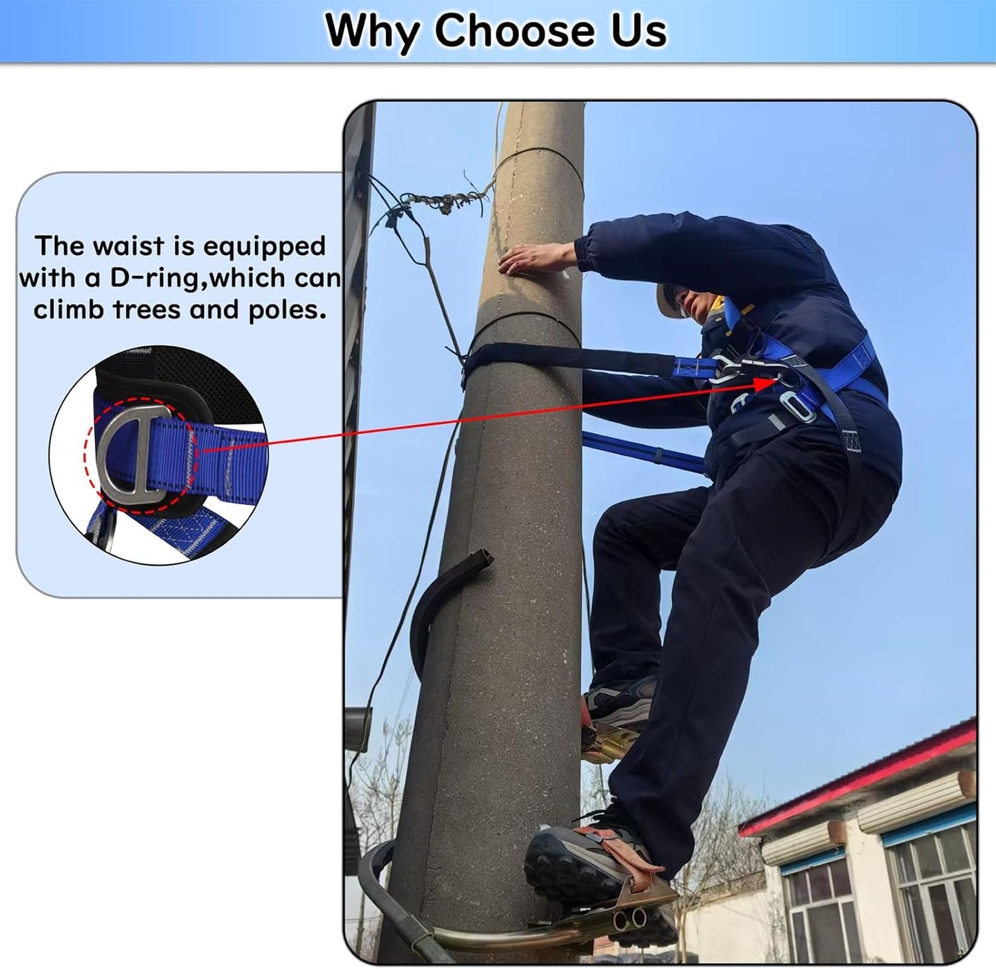 Full Body Safety Harness Tool Fall Protection Harness with D-Rings and Updated Comfortable Waist Pad Safety Harness Fall Protection Kit Universal Personal Protective Equipment ANSI/ASSE OSHA/ANSI