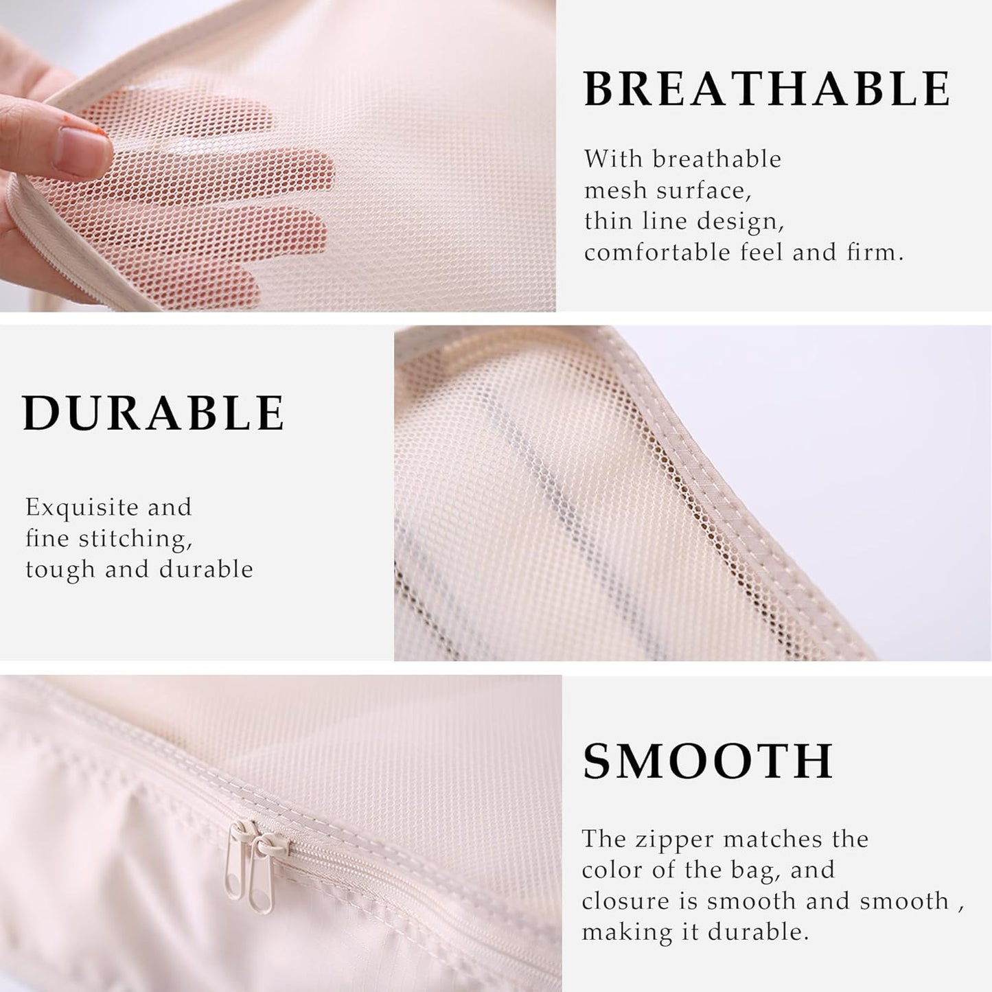 JOVALA Travel Packing Cubes 6 PCS Set Compression Cubes Luggage Suitcase Organisers Bags Pouch Clothing Sorting Packages Lightweight Travel Essentials (Beige)
