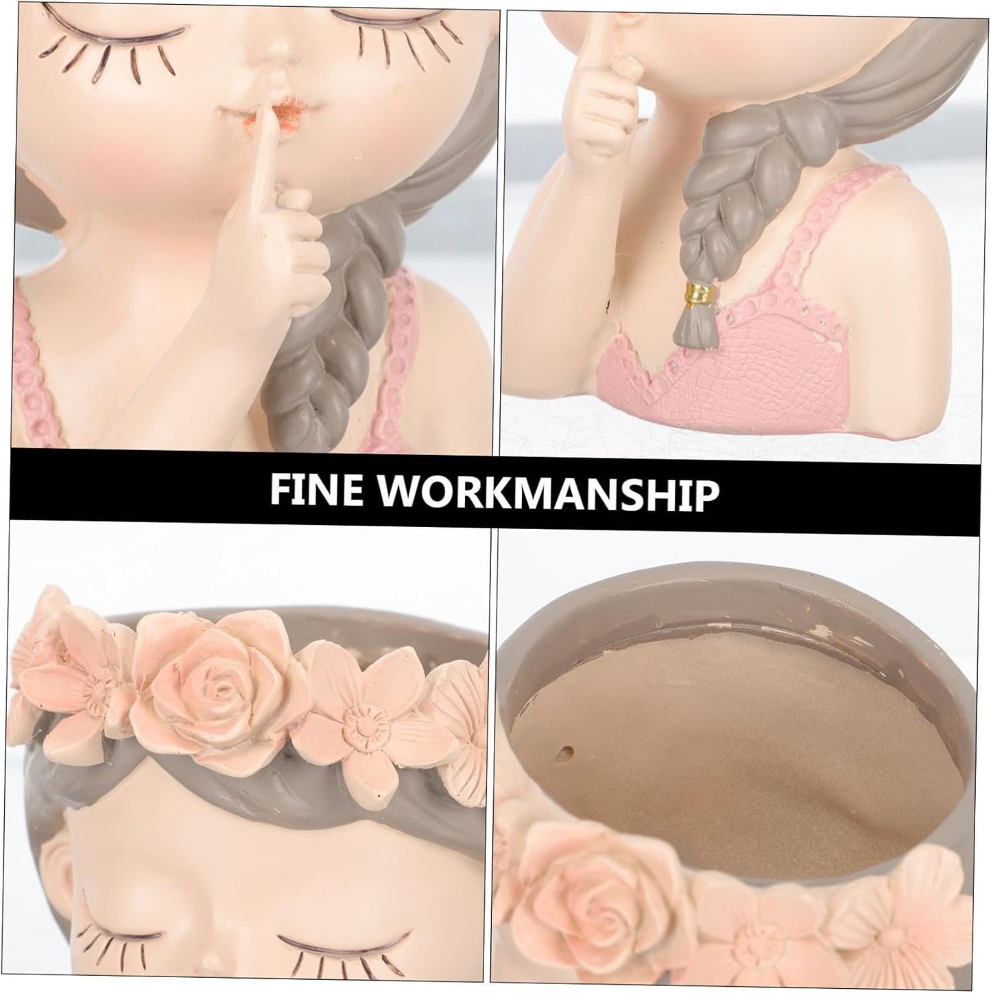 BESPORTBLE Home Decor Flower Pot Girl Portrait Gadget Home Objects Home Outdoor Planter Pots Plants Pots Plants Porch Statue Plant Bonsai Pot Succulent Ceramic