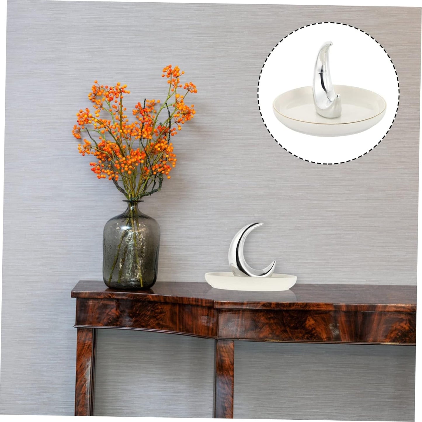 CALLARON 1 Piece Ceramic Jewelry Tray Organizer Shape for Jewelry and Cosmetics Decorative Tray Ceramic Easy to Clean Nordic Design for Home and Office