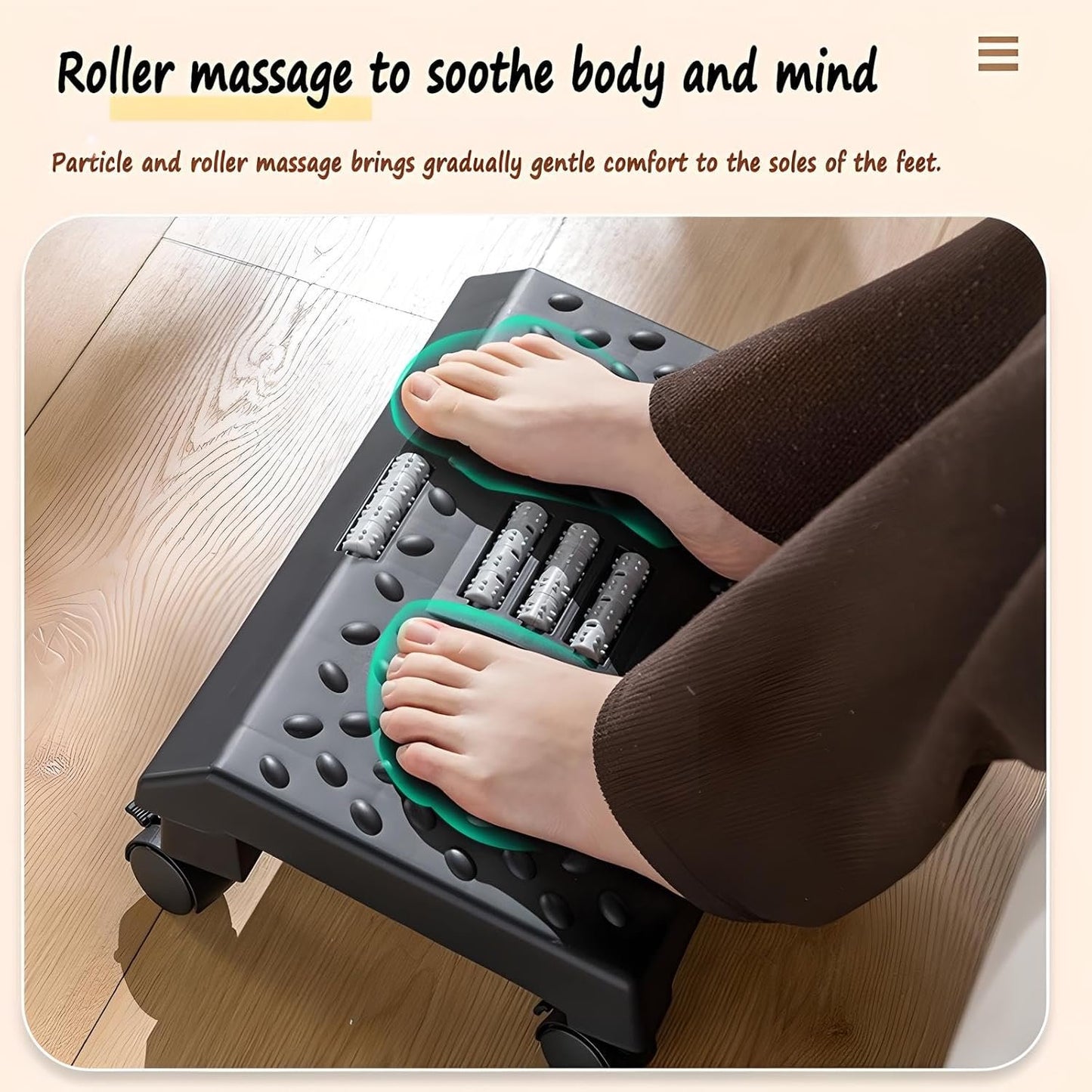 Movable Massage Foot Rest Stool,Ergonomic Foot Massager with Roller Stool, Work from Home Essentials for Under Desk.