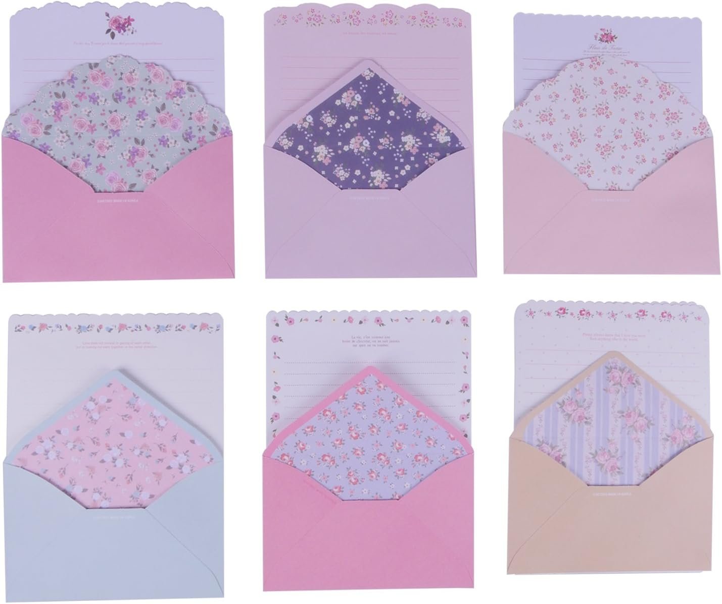 32 Cute Lovely Kawaii Special Design Writing Stationery Paper+16 Envelope 3.45 x5.4 Inch +1 Seal Sticker(Flower)
