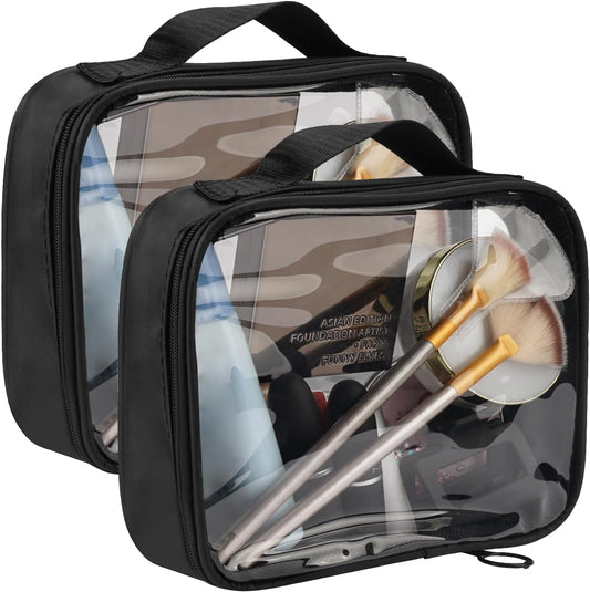 2 Pieces Travel Cosmetic Bag, Small Transparent Make-up Bag, Waterproof PVC Toiletry Bag, Cosmetic Bag Travel Accessories, Makeup Bag Cosmetic Bag for Women, Girls, transparent