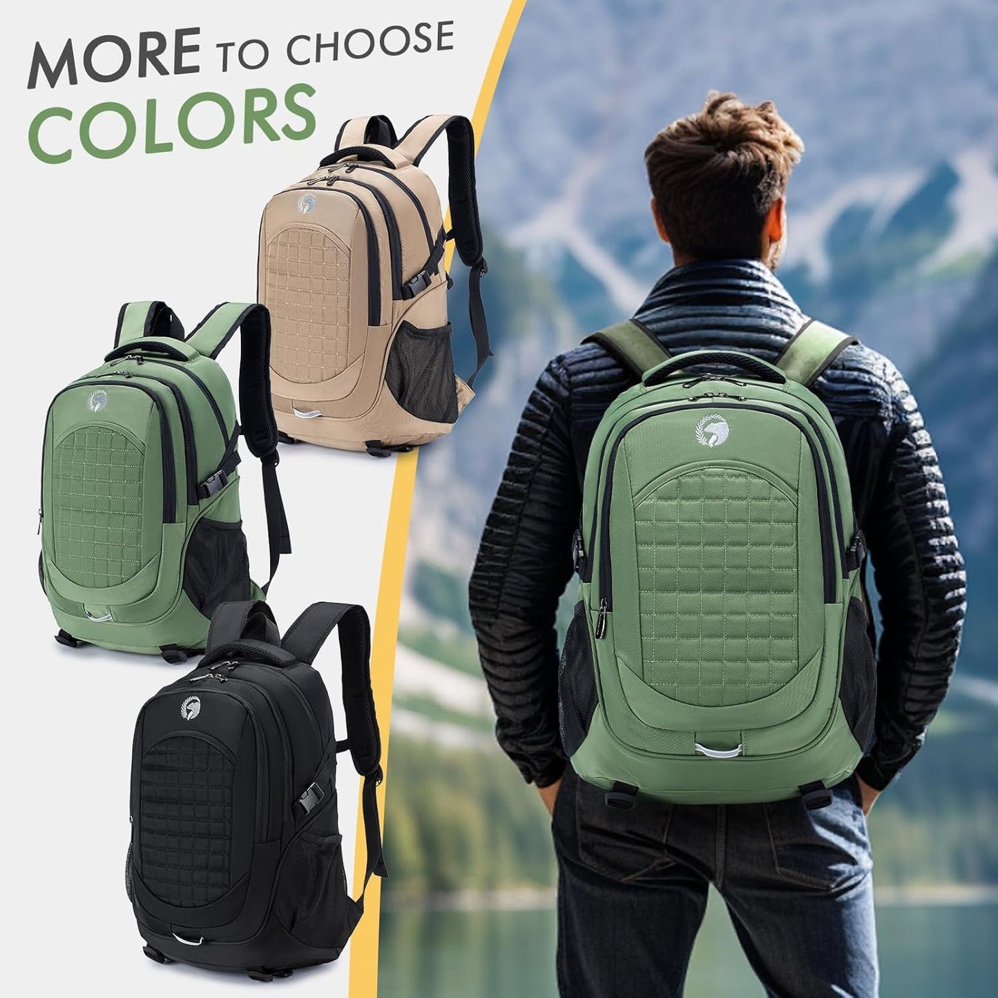 Bagzy Hiking Backpack 40l with Back Ventilation and Hip Belt, Trekking Backpack Travel Backpack Outdoor Camping Men Women