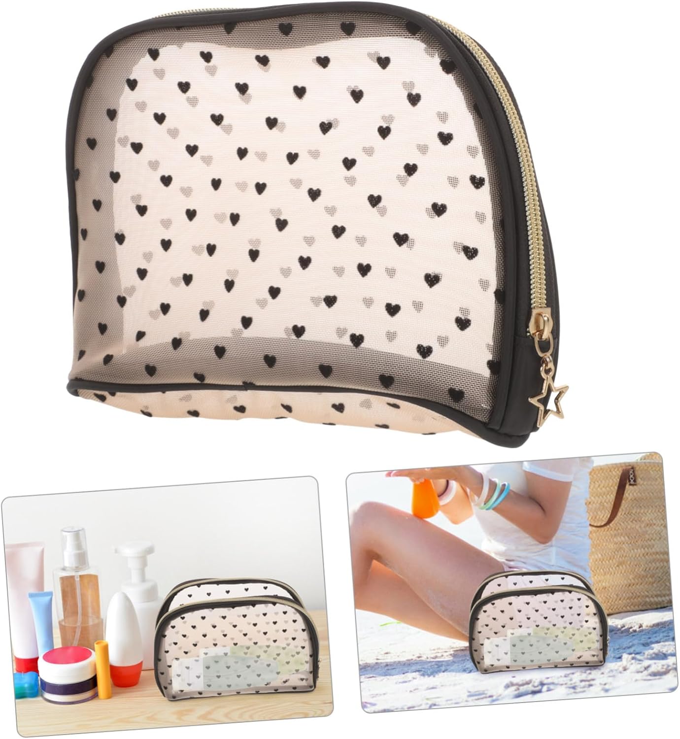 BESPORTBLE Women's Makeup Bag Portable Travel Cosmetic Organizer Two Layers Transparent Case for Make Up and Camping Accessories, Black, modern