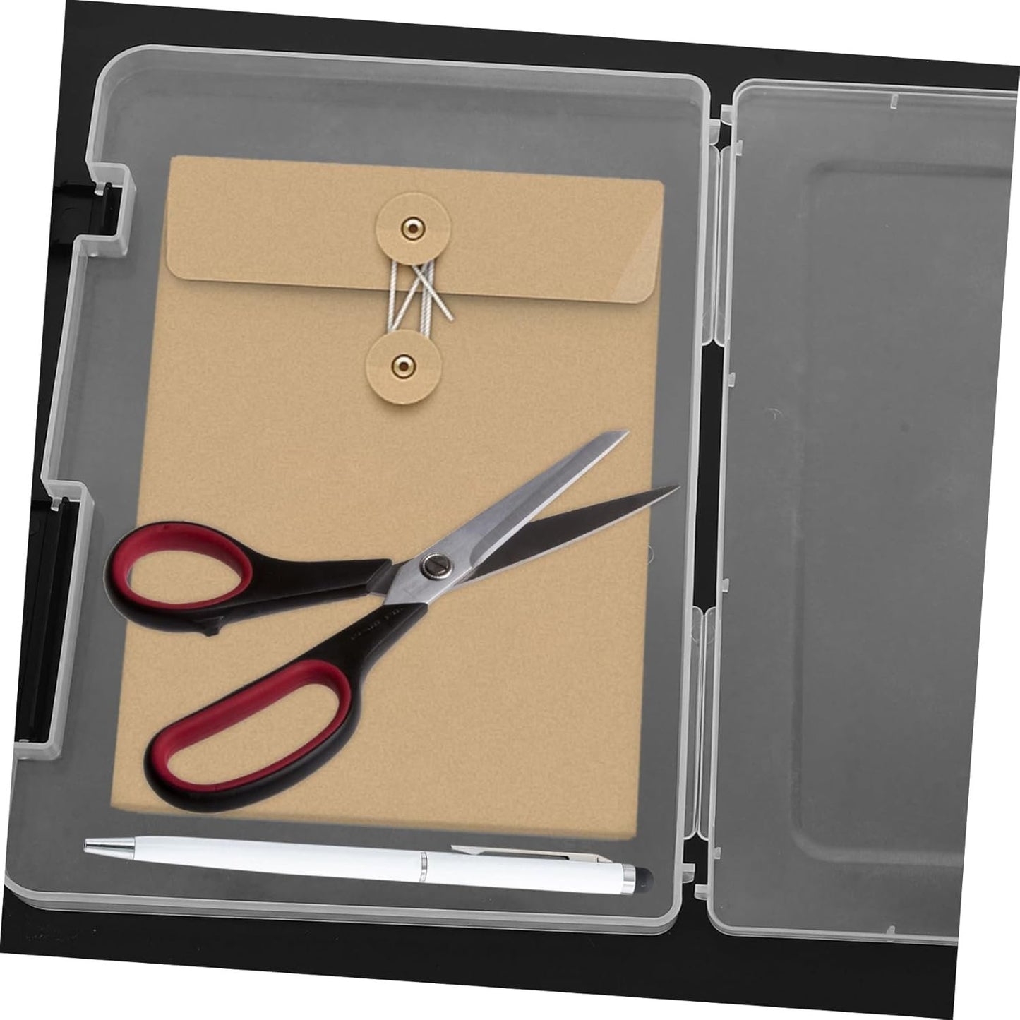 WEKAMOS Plastic Document Storage Box Slim Organizer for Office Supplies Magazines Craft Materials Stackable Design for Efficient Workspace Organization Secure Closure
