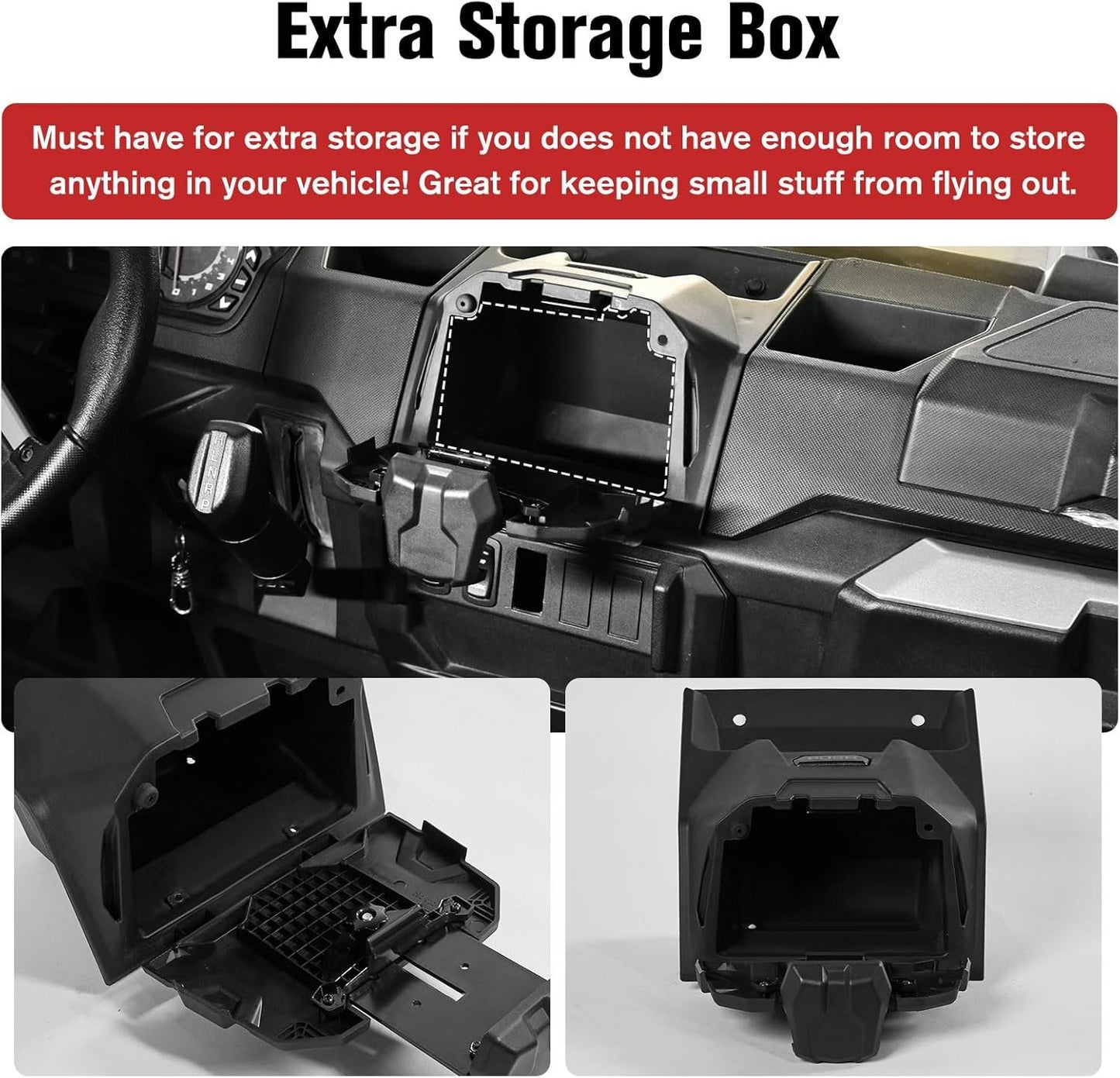LitMiRaCle Electronic Device Tablet Phone Holder with Storage Box Organizer Tray, Mounts Tablet Mounts GPS Holder for 2018-2023 Polaris Ranger XP 1000 Accessories