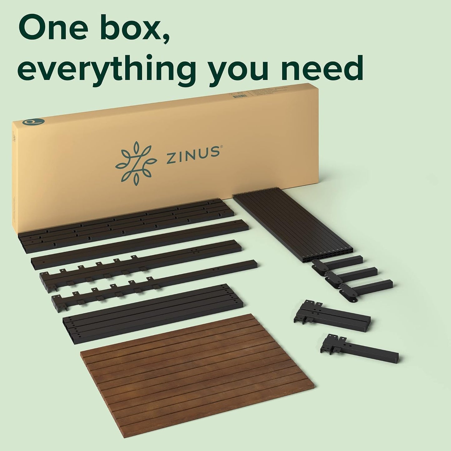 Zinus Kai Bamboo and Metal Bed Frame Hybrid Platform Base with Footboard - King