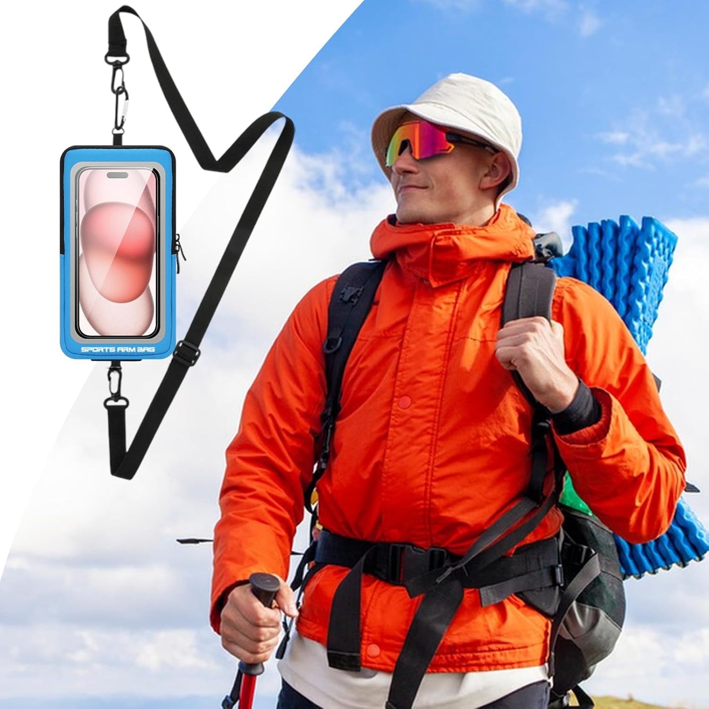 Phone Armband, Adjustable Phone Arm Bands, Waterproof Wrist Bag, Storage Pouch & Outdoor Workout Gear, Ideal for Smartphones, Exercise, Hiking, and Travel Gear, 7.48x4.13 inches
