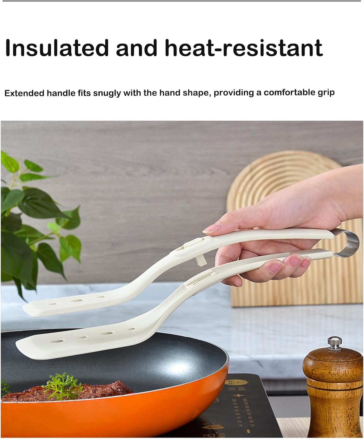 Lengsea Silicone Steak Clip, Spatula, Tongs, BPA-Free Silicone Cooking Gadget, BBQ Spatula, Grill Turner, Kitchen Tools, 1pc