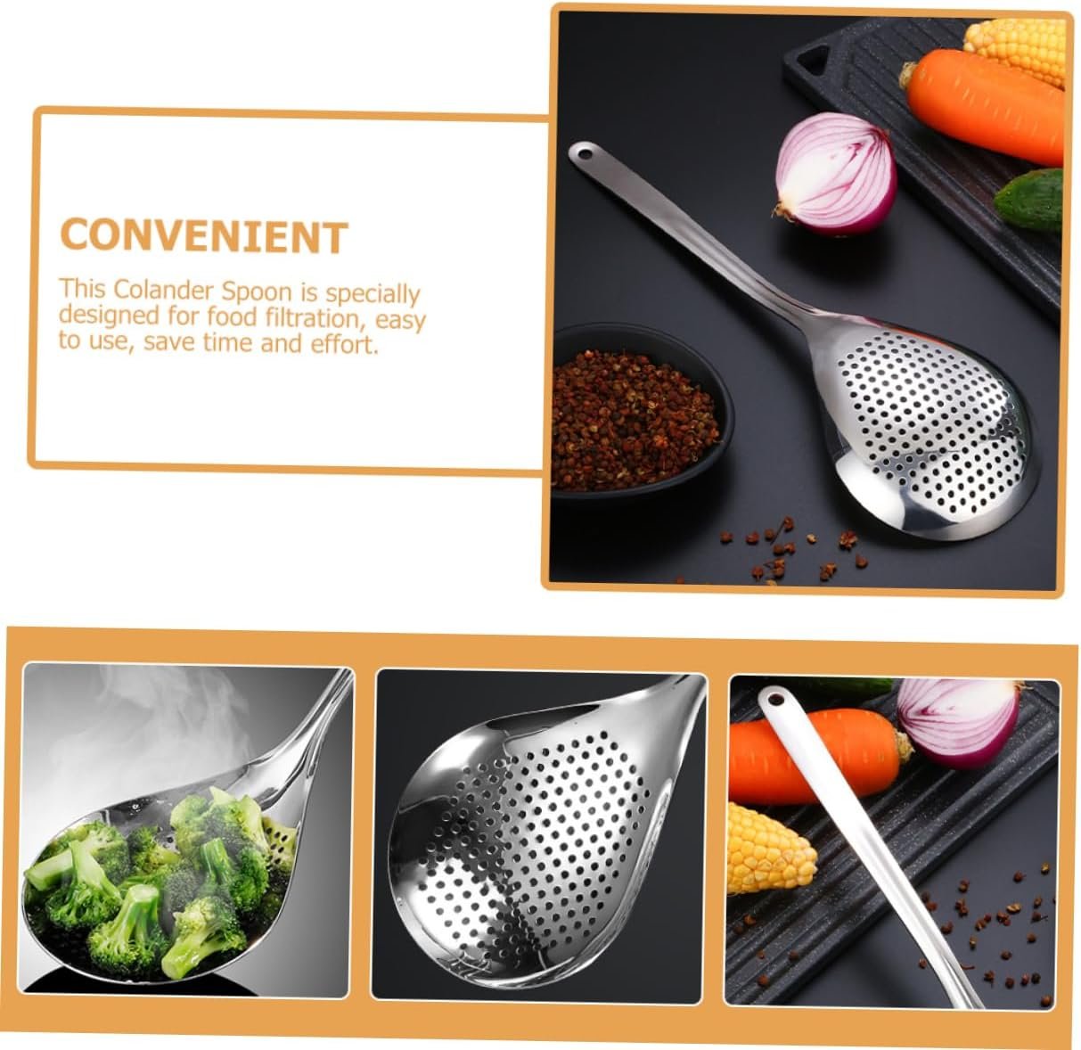LIFKOME 2 Pezzi Cucchiaio Per Pasta E Noodles in Acciaio Inossidabile Colino Cucina Gadget Utensili Cucina Per Spaghetti E Altri Cibi