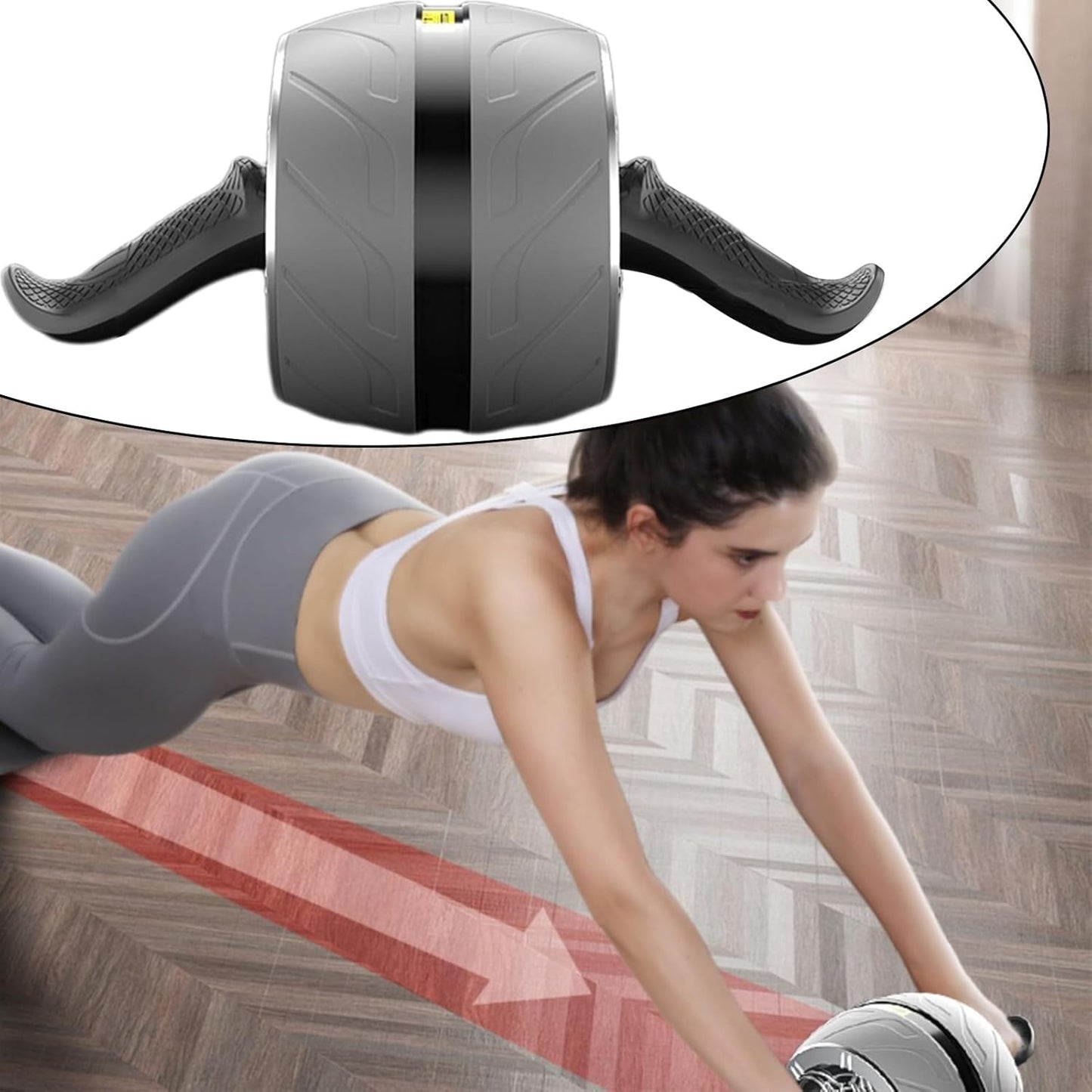 Automatic Rebound Ab Roller, Addominal Workout Trainer Wheel, Compact Fitness Gear, 37 x 16 x 13 cm per Home Gym, Apartment, Dorm, Travel Exercise and Core Strength Conveniently