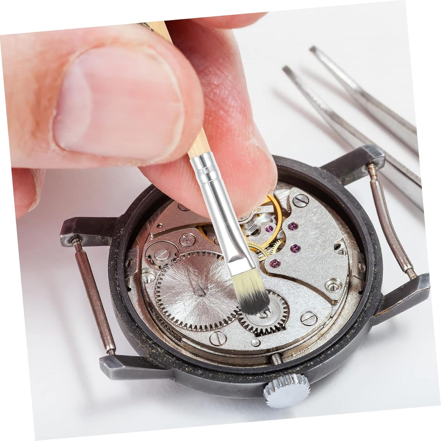 ELAYARD 2Pcs Watch Movement Cleaning Brush Soft Brushes for Watch Parts Repair Essential Tool for Watchmakers and Repairers for Cleaning Watch Movements and
